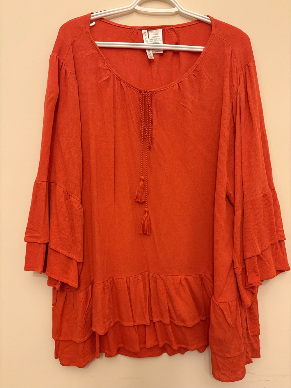 Forgotten Grace Women's Boho Tassel Peasant Top Size 3X NWOT